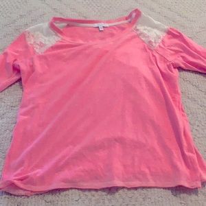 lightweight top with lace shoulders